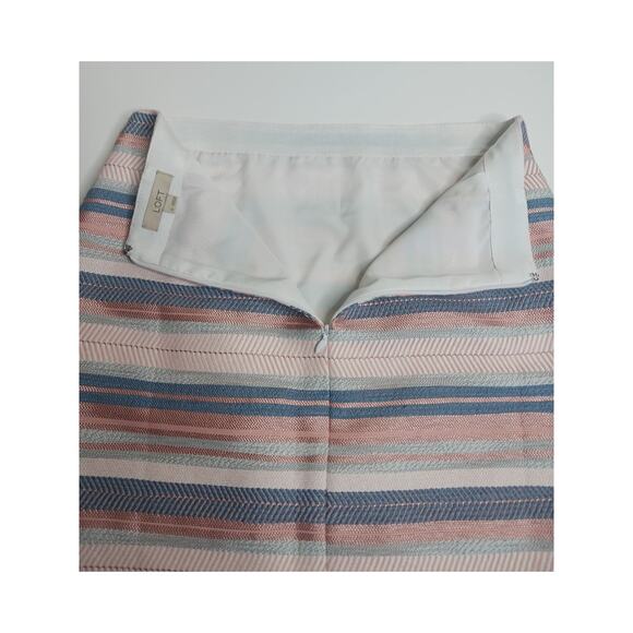 Loft Striped Multi Colored Pastel Shift Pencil Skirt Size 0 - Picture 4 of 7
